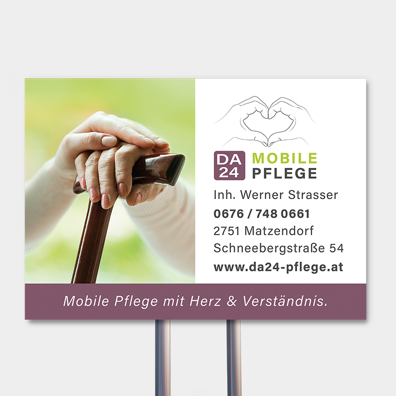 VP17 Portfolio DA24 Werbetafel Bild von der Werbetafel der Firma DA 24 Mobile Pflege