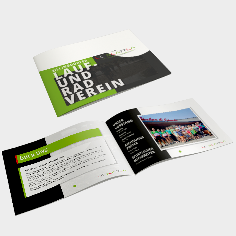 VP17 Portfolio LC-Blattla Broschuere LC Blattla Vereinsbroschüre, 1x Coveransicht geschlossen, 1 geöffnet
