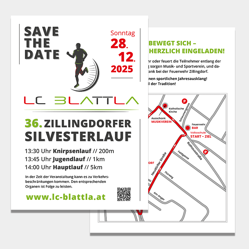 VP17 Portfolio LC Blattla Save the Date Save the Date Karten für den Rad- und Laufverein LC Blattla